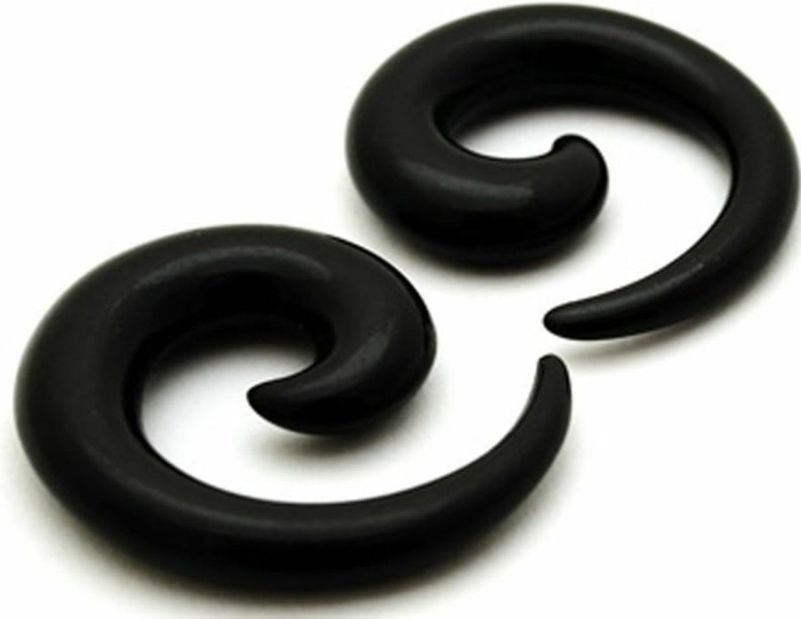 Mystic Metals Body Jewelry Mystic Metals Body Jewelry Black Acrylic Spirals - Sold As A Pair Body Piercing Plugs