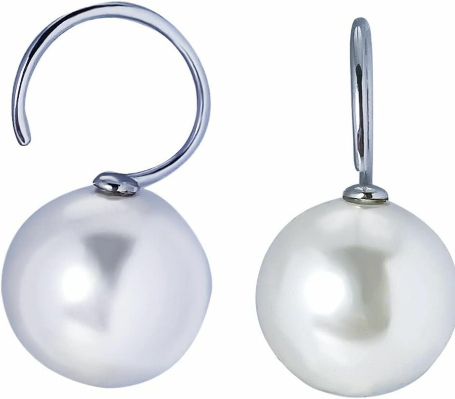 DEWGEM Dewgem Large Pearl Dangle Earrings For Women, Dangling Earring For Ear Tunnels Dangling Plugs And Tunnels Ear Stretching Hoop Earrings For Women Size 12G 2Mm Body Piercing Plugs