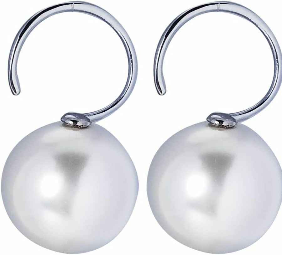 DEWGEM Dewgem Large Pearl Dangle Earrings For Women, Dangling Earring For Ear Tunnels Dangling Plugs And Tunnels Ear Stretching Hoop Earrings For Women Size 12G 2Mm Body Piercing Plugs