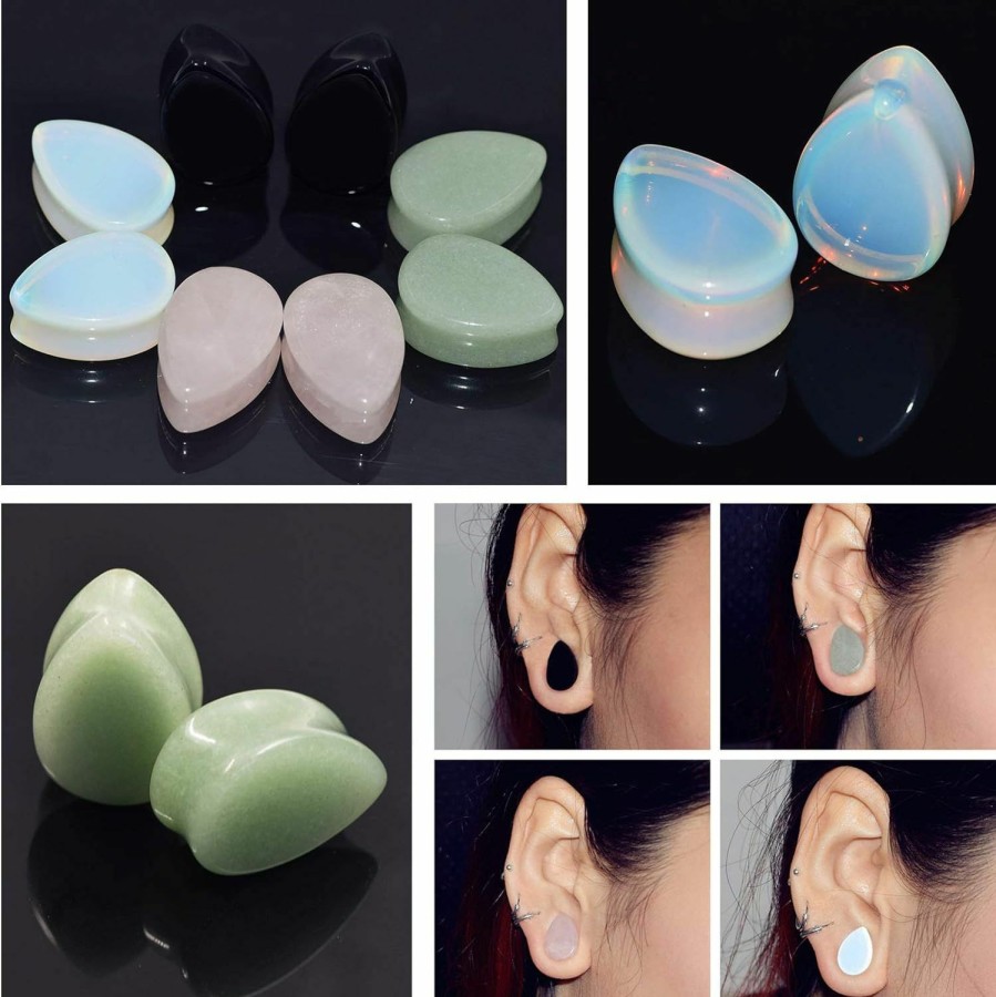 JOYTOYOU Joytoyou 8Pcs 2G-5/8 Oversized Teardrop Ear Gauge Plugs Tunnels Saddle Expander Piercing Jewelry Body Piercing Plugs