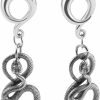 Vankula Vankula 2Pcs Coiled Snake Pendant 316 Stainless Steel Ear Hangers Hook Ear Gauges Piercing Plug Pair Selling 2G 0G Body Jewelry Body Piercing Plugs