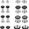 Vsnnsns Vsnnsns 12G 10G 8G 6G 4G 2G 0G 00G 316L Surgical Stainless Steel Ear Gauges Tunnel Plug Earrings Expander Stretcher Piercings Jewelry For Women Men 8 Pairs Silver Black Rainbow Body Piercing Plugs