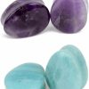 NewZenro Newzenro Amethyst Amazonite Ear Plugs Tunnels Organic Natural Stone Stretcher Expander Gauges Earrings Teardrop Double Flared Body Piercing Jewelry Set Body Piercing Plugs