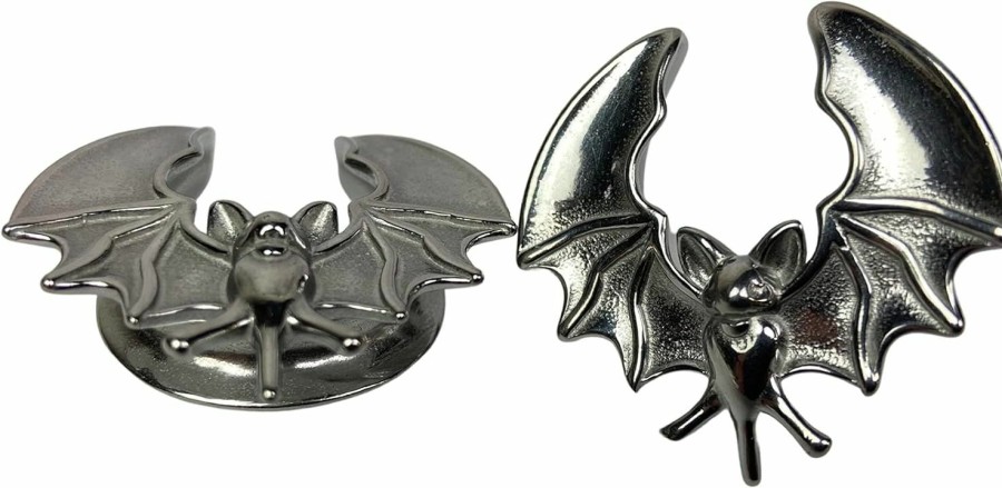 Mystic Metals Body Jewelry Pair Of 316L Stainless Steel Saddle Spreaders With Vampire Bat (Ps-298) Body Piercing Plugs