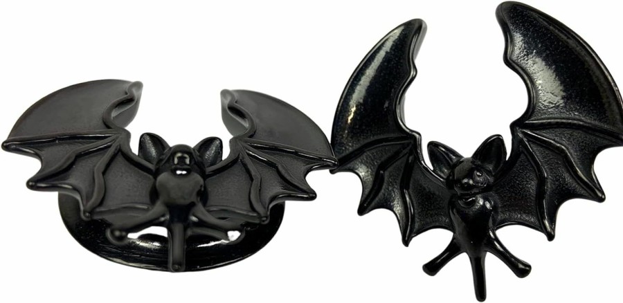 Mystic Metals Body Jewelry Pair Of 316L Stainless Steel Saddle Spreaders With Vampire Bat (Ps-298) Body Piercing Plugs