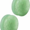 Forbidden Body Jewelry Forbidden Body Jewelry Plug Gauges, Stone Gauges, Stone Plugs, Semi-Precious Jade Ear Gauges Double Flare Saddle Plug Earrings 3Mm-25Mm (Sold As Pairs) Body Piercing Plugs