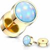 Generic Amelia Fashion 16 Gauge Pair Illuminating Stone Set Faux Plugs All 316L Surgical Steel (Choose Color) Body Piercing Plugs