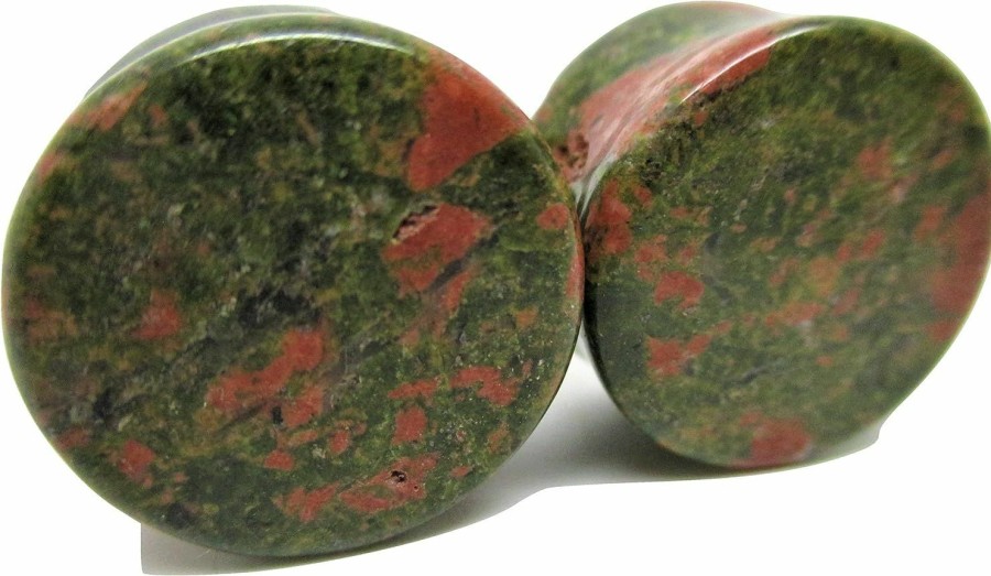 Pierced Republic Pierced Republic Mossy Stone Ear Plugs - Double Flared Gauges - 8 Sizes - Pair Body Piercing Plugs