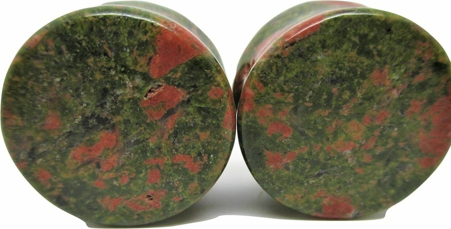 Pierced Republic Pierced Republic Mossy Stone Ear Plugs - Double Flared Gauges - 8 Sizes - Pair Body Piercing Plugs