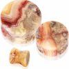 blue palm jewelry Pair Of Crazy Lace Agate Double Flare Stone Ear Plugs Expander Gauges 0Ga - 1 Inch E621 Body Piercing Plugs