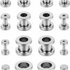 Cisyozi Cisyozi 14G 12G 8G 6G 4G 2G 0G 00G Ear Gauge Stretching Kit Surgical Steel Mix Size Screw Tunnel Gauges Plugs Ear Earrings Expander Stretcher Piercings Silver Body Piercing Plugs