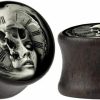 SERYNOW Serynow Wood Ear Gauges Plugs Double Flared Saddle Plugs Ear Stretcher Expander Skull Plugs Piercing Jewelry Body Piercing Plugs