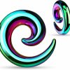 Zaya Body Jewelry Zaya Body Jewelry Pair Rainbow Anodized Stainless Steel Ear Spirals Tapers Gauges 00G 0G 2G 4G 6G 8G 10G 12G Body Piercing Plugs