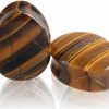 Changgaijewelry Teardrop Tiger Eye Ear Gauges Plugs Tunnels Expanders Natural Stone Double Flared Earrings Piercing Jewelry (1/2\"(12Mm)) Body Piercing Plugs