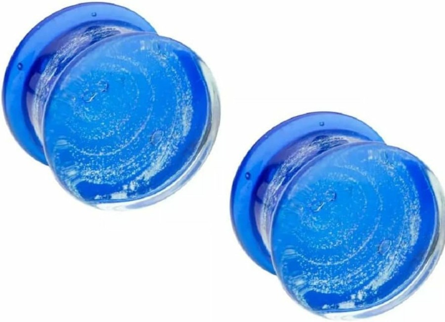 Pierced Owl Pierced Owl Cobalt Blue Galaxy Sparkle Swirl Design Glass Double Flared Plugs, Sold As Pair Body Piercing Plugs