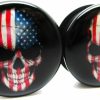 Pierced Republic American Skull Ear Plugs - Acrylic - Screw On Pair - 12 Sizes - Usa Body Piercing Plugs