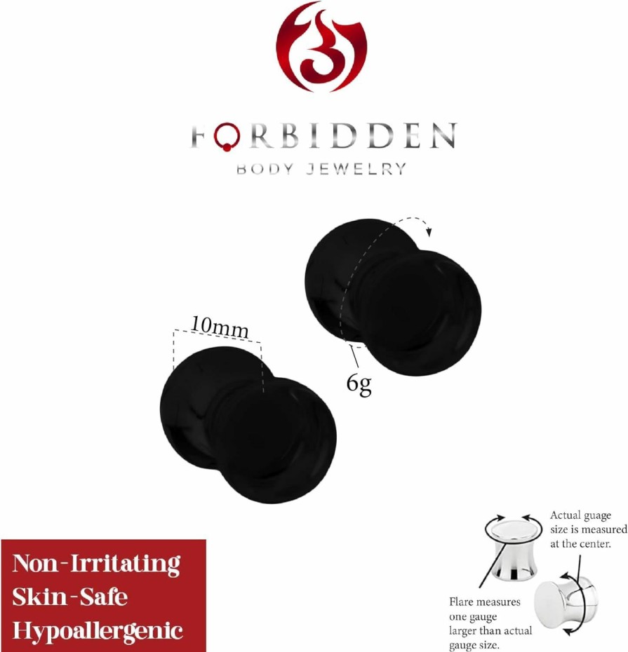 Forbidden Body Jewelry Forbidden Body Jewelry 3Mm - 6Mm Acrylic Ear Gauges, Solid Double Flared Saddle Plug Earrings Sold In Pairs Body Piercing Plugs