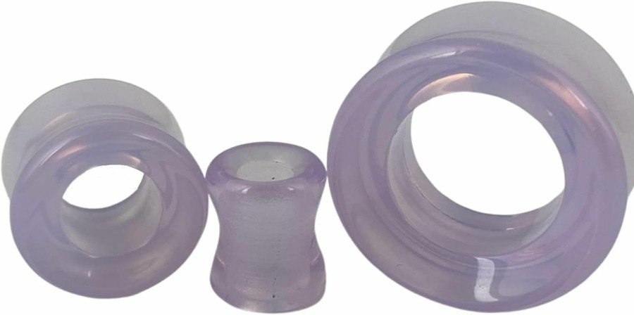 Mystic Metals Body Jewelry Pair Of Lavender Opalite Stone Concave Tunnels (Stn-752) Body Piercing Plugs