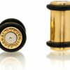 Forbidden Body Jewelry Forbidden Body Jewelry Ear Gauges, Gold Tone Surgical Steel .357 Magnum Bullet Plugs With O-Rings, Gauges For Ears, 2G-1 Inch Ear Tunnels, Earrings For Men And Women, Sold As Pair Body Piercing Plugs