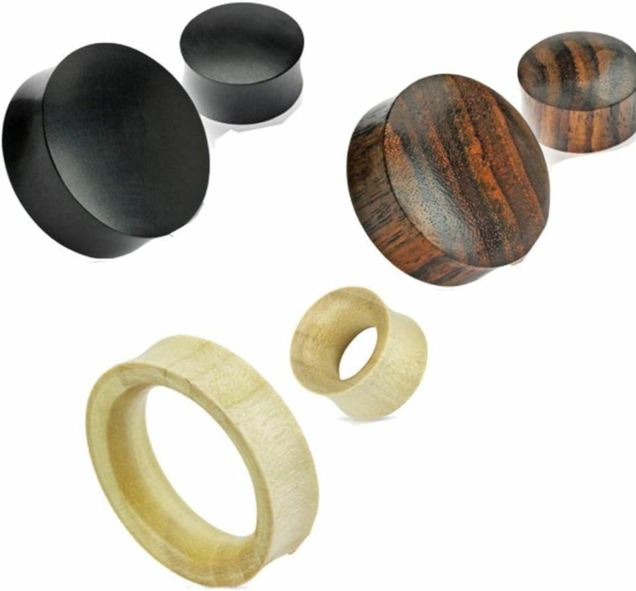 Zaya Body Jewelry Zaya Body Jewelry 3 Pairs Of Organic Wood Hand Carved Ear Plugs Tunnels Gauges 6G 4G 2G 0G 00G 1/2 9/16 5/8 3/4 7/8 25Mm 30Mm 32.5Mm Body Piercing Plugs