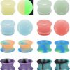 ZS Zs 8 Pairs Ear Gauges, 00 Gauges Stone Ear Plugs Glow In Dark, Soft Silicone Flexible Ear Tunnels Gauges For Ear, 4G-11/16 Mixed Color Set Body Piercing Plugs