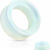 blue palm jewelry Blue Palm Jewelry Pair Of Double Flare Hollow Tunnel Opalite Saddle Ear Plugs E585 Body Piercing Plugs