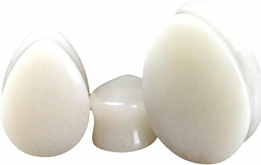 Mystic Metals Body Jewelry Mystic Metals Body Jewelry White Jade Stone Teardrop Plugs - Sold As A Pair Body Piercing Plugs