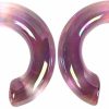 Mystic Metals Body Jewelry Mystic Metals Body Jewelry Pair Of Iridescent Pink Oil Slick Glass Hoops (Pg-581) Body Piercing Plugs