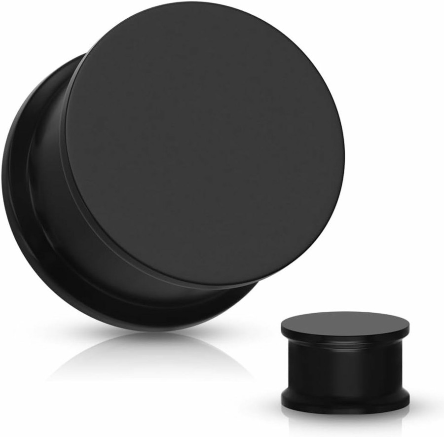 Dynamique Dynamique 6G Pair Of Vibrant Color Silicone Ultra Flexible Double Flat Flared Plugs (Black) Body Piercing Plugs