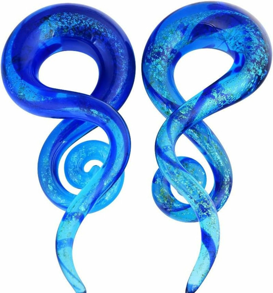 Oyaface Oyaface 2 Pc Glass Ear Tapers Plugs 4G-14Mm Teardrop Spiral Gauges Piercing Jewerlry Set Body Piercing Plugs