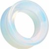 WILDKLASS Opalite Stone Double Flared Eyelet Tunnel Ear Gauge Wildklass Plug Body Piercing Plugs