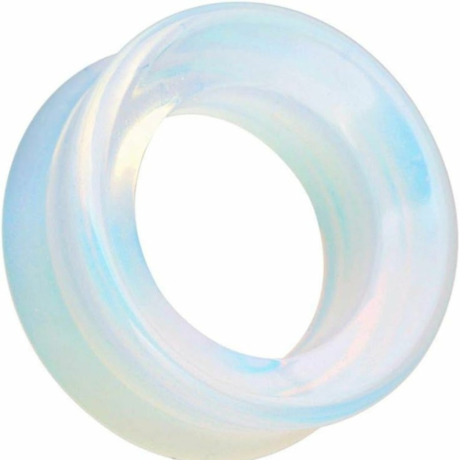 WILDKLASS Opalite Stone Double Flared Eyelet Tunnel Ear Gauge Wildklass Plug Body Piercing Plugs