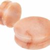 Dynamique Dynamique Pair Of Peach Jade Semi Precious Stone Solid Saddle Fit Plugs Body Piercing Plugs