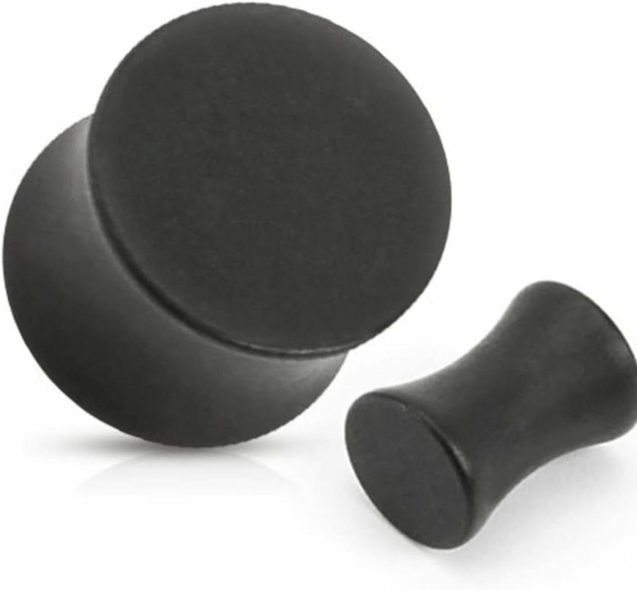 Dynamique Dynamique Pair Of Saddle Plugs Solid Matte Black Ip 316L Surgical Steel Body Piercing Plugs