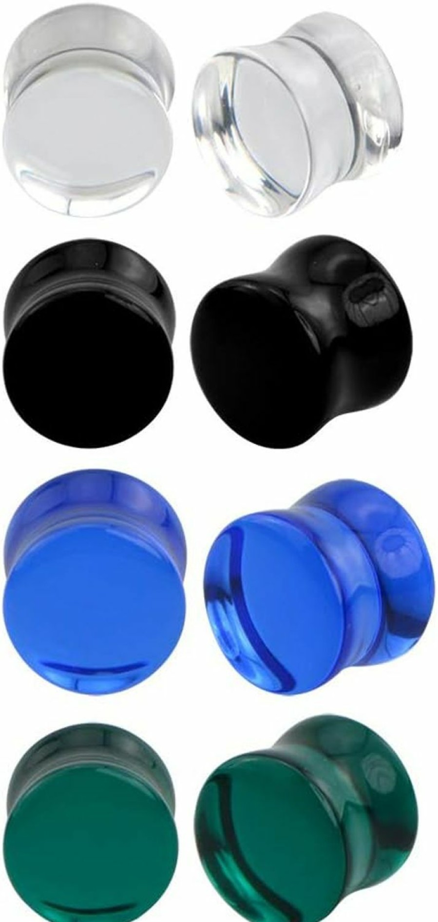 blue palm jewelry 4 Pairs Of Double Flare Glass Plugs Sizes 2Ga-13/16\" Clear Black Green Blue E565 Body Piercing Plugs