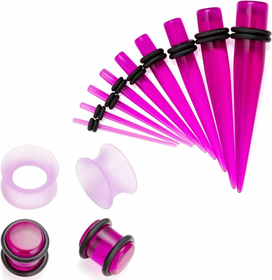 NASAMA Nasama 50Pcs Ear Gauge Stretching Kit 14G-00G Tapers Plugs Silicone Tunnels Gauges Expander Set Body Piercing Jewelry Body Piercing Plugs