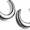 Pierced Owl Pierced Owl - Silver Tone Plain Saddle Spreader Ear Gauges In 316L Stainless Steel, Sold As A Pair Body Piercing Plugs