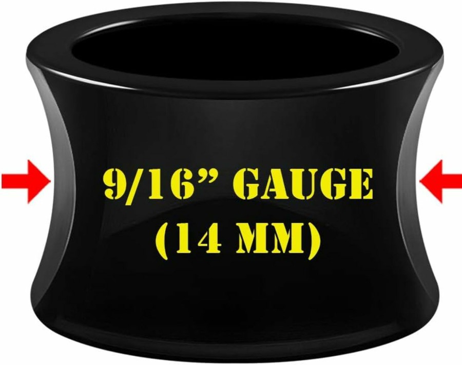 BIG GAUGES Big Gauges Pair Of Black Acrylic Double Flared Piercing Jewelry Ear Tunnel Earring Lobe Stretcher Body Piercing Plugs