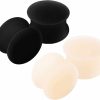 BanaVega Banavega 4Pcs Silicone Skin Double Flared Saddle Black Ear Stretcher Plugs Flesh Earring Lobe Gauge Piercing Jewelry Choose Sizes Body Piercing Plugs