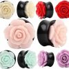 IPINK Ipink-10 Pcs Rose Flower Ear Expander Tunnel Body Piercing Jewelry 8Mm-25Mm Body Piercing Plugs