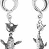 Vankula Vankula 2Pcs Sperm Whale Pendant 316 Stainless Steel Ear Hangers Hook Ear Gauges Piercing Plug Pair Selling 2G 0G Body Jewelry Body Piercing Plugs