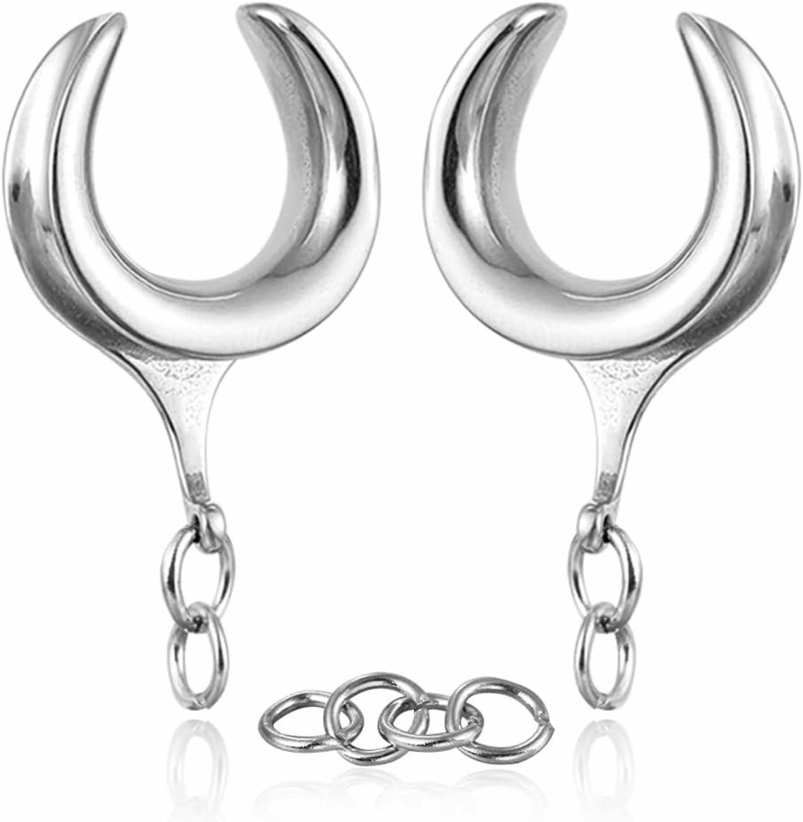 Casvort Casvort 2 Pcs Hypoallergenic 316 Stainless Steel 0G-1" Basic Hexagon Saddle Hangers Plugs Punk Saddle Gauges Ear Plugs Expander Stretcher Ear Tunnels Body Piercing Jewelry Body Piercing Plugs