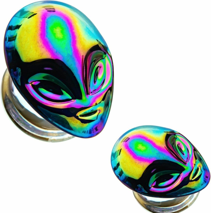 Zaya Body Jewelry Zaya Body Jewelry Pair Glass Alien Double Flare Gauges Ear Plugs 2G 0G 00G 7/16 1/2 5/8 Body Piercing Plugs