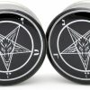 Mystic Metals Body Jewelry Mystic Metals Body Jewelry Large Gauge Baphomet Pentagram Style 1 Picture Plugs - Sold As A Pair Body Piercing Plugs