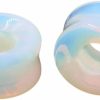 NewZenro Newzenro Hollow Opalite Moon Stone Natural Stone Ear Plugs Gauges Tunnel Expanders Stretcher Saddle Organic Double Flared Flesh Earrings For Men Women Fashion Piercings Body Jewelry Gift Body Piercing Plugs