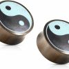 Pierced Owl Pierced Owl Organic Sono Wood Turquoise Yin Yang Convex Saddle Plugs, Sold As A Pair Body Piercing Plugs