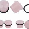 Changgaijewelry Single Flared Rose Rose Quartz Ear Gauges Plugs Tunnels Expanders Natural Stone Earrings Piercing Jewelry (6G(4Mm)) Body Piercing Plugs