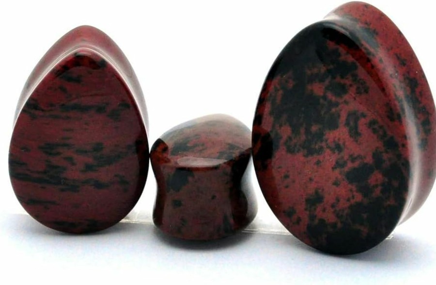 Mystic Metals Body Jewelry Mystic Metals Body Jewelry Mahogany Obsidian Stone Teardrop Plugs - Sold As A Pair Body Piercing Plugs