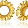 Earblity 2Pcs Sunflower Ear Stretching Saddle Plugs 316 Stainless Steel Ear Gauges Hypoallergenic Ear Gauges Expander Piercing Body Jewelry Body Piercing Plugs