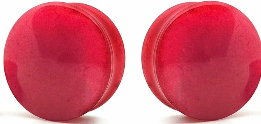 So Scene Red Agate Natural Stone Ear Gauges Body Piercing Plugs